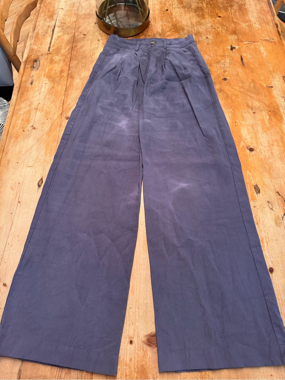 High-Rise Wide-Leg Trousers in Dusty Blue